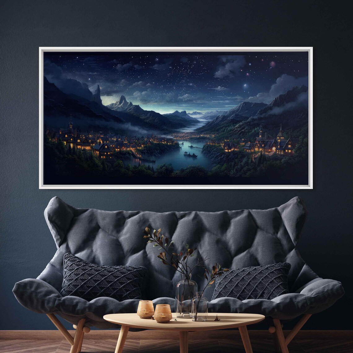 Fairytale City Landscape, Van Gogh-Inspired Art Print