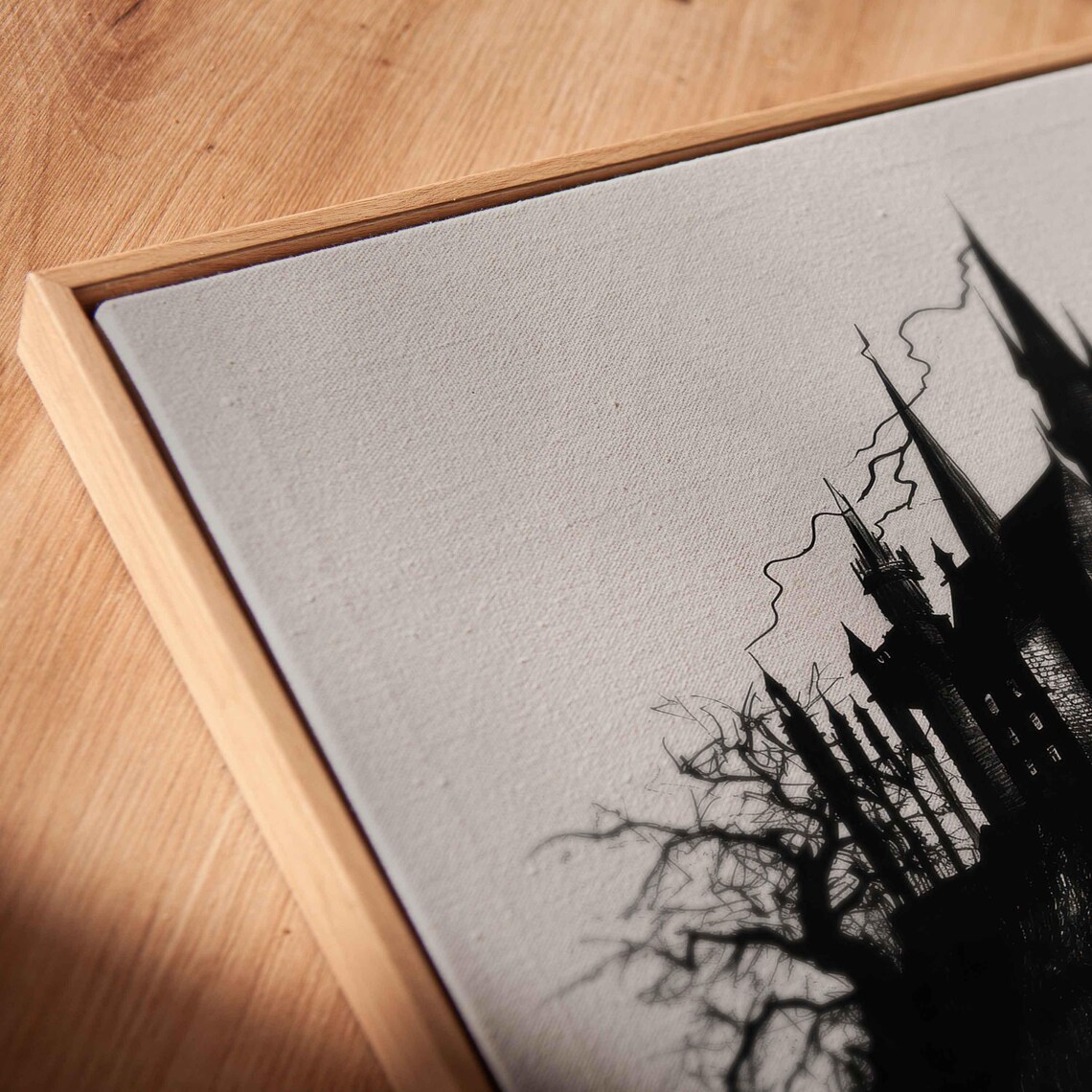 Haunted Castle Silhouette Under Full Moon With Flying Bats Halloween Art Poster - Image 2
