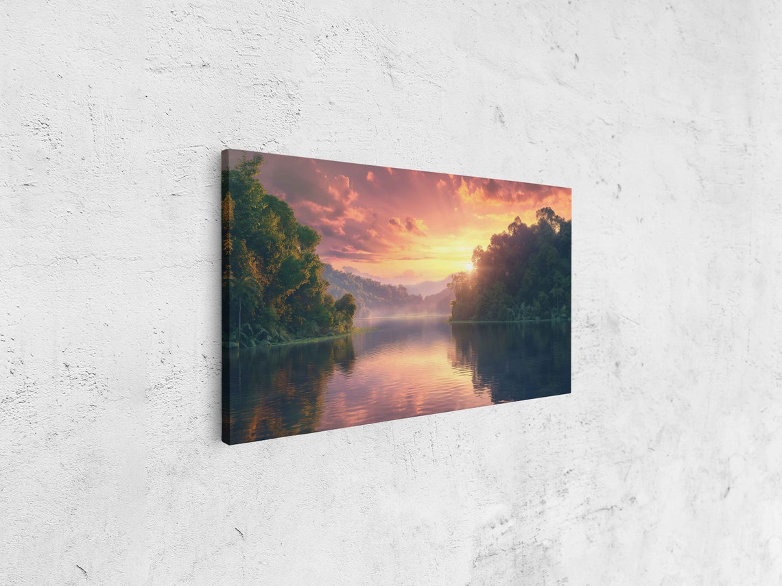 Rainforest At Sunset Panoramic Shot Wall Art Print Lush Jungle River Landscape Tropical Climate Nature Poster Ready To Hang - Image 4