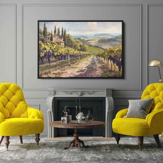 Grapefield Vineyard Farming Lifestyle Lush Greenery Wall Art Print Ready To Hang