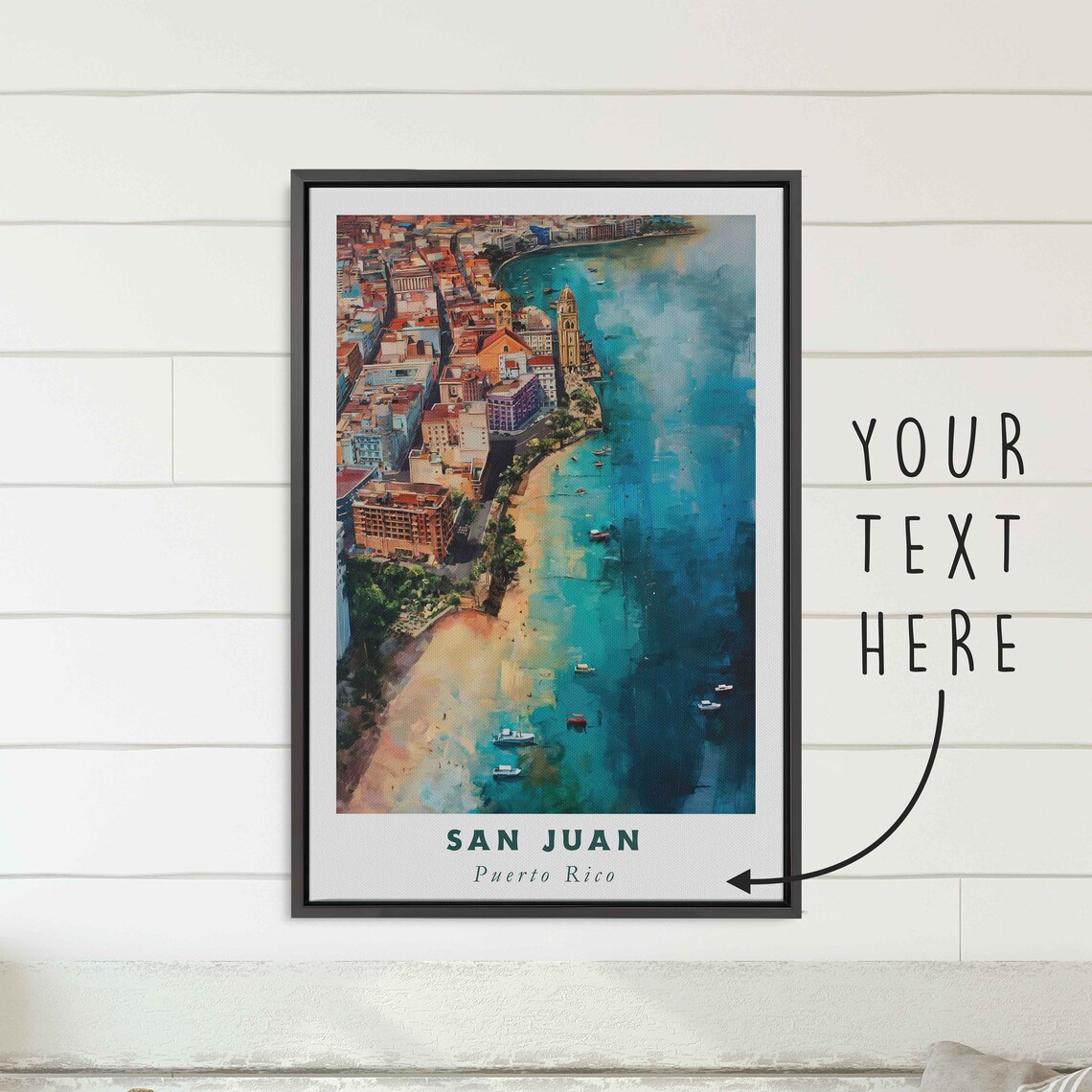 San Juan Puerto Rico Acrylic Painting Travel Art Framed Wall Art Framed Fine Art Poster Paper Print Travel Home Decor