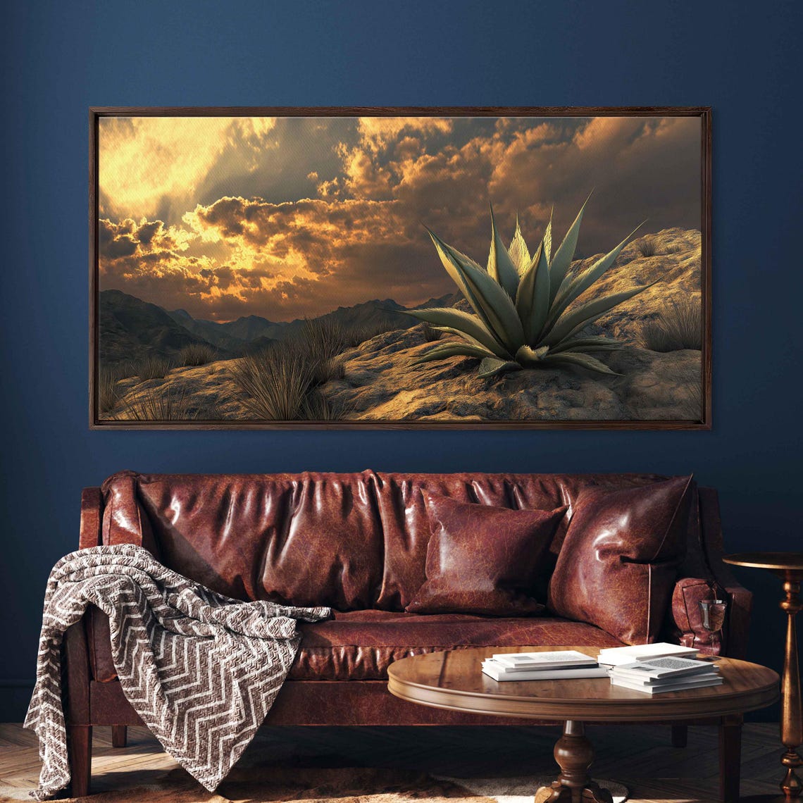 Agave on Rocky Hillside Dramatic Golden Sunset Clouds Poster - Image 3