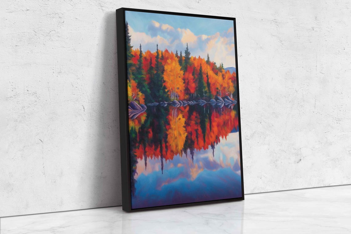 Autumn Forest Foliage Reflected In Mirror Lake Fall Colors Poster - Image 4