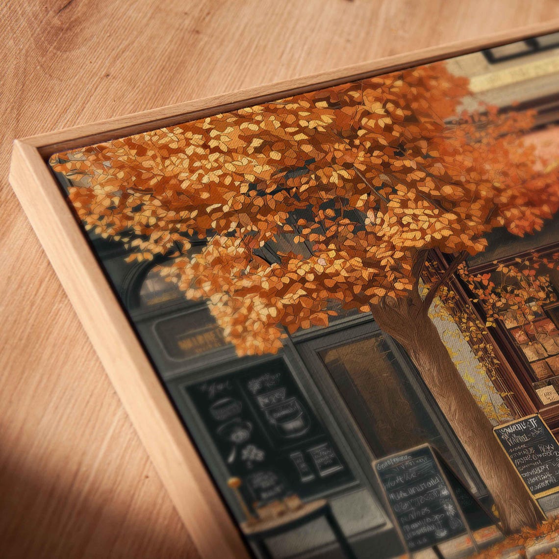 Sweet Cafe Storefront Autumn Trees Chalkboard Menus Fall Art Poster - Image 2