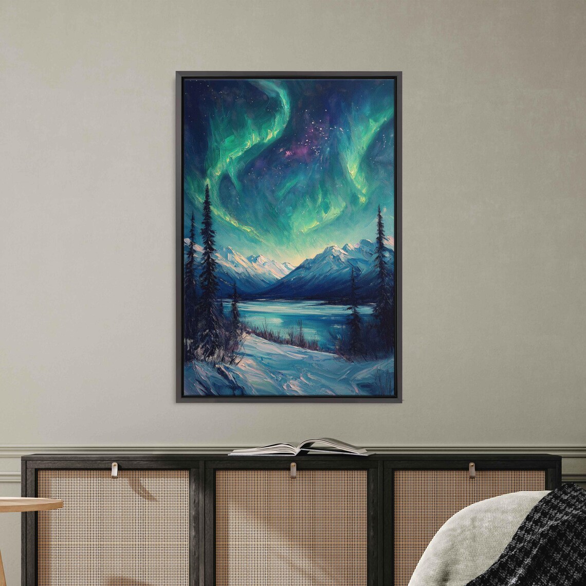 Northern Lights Over Tranquil Alaskan Landscape