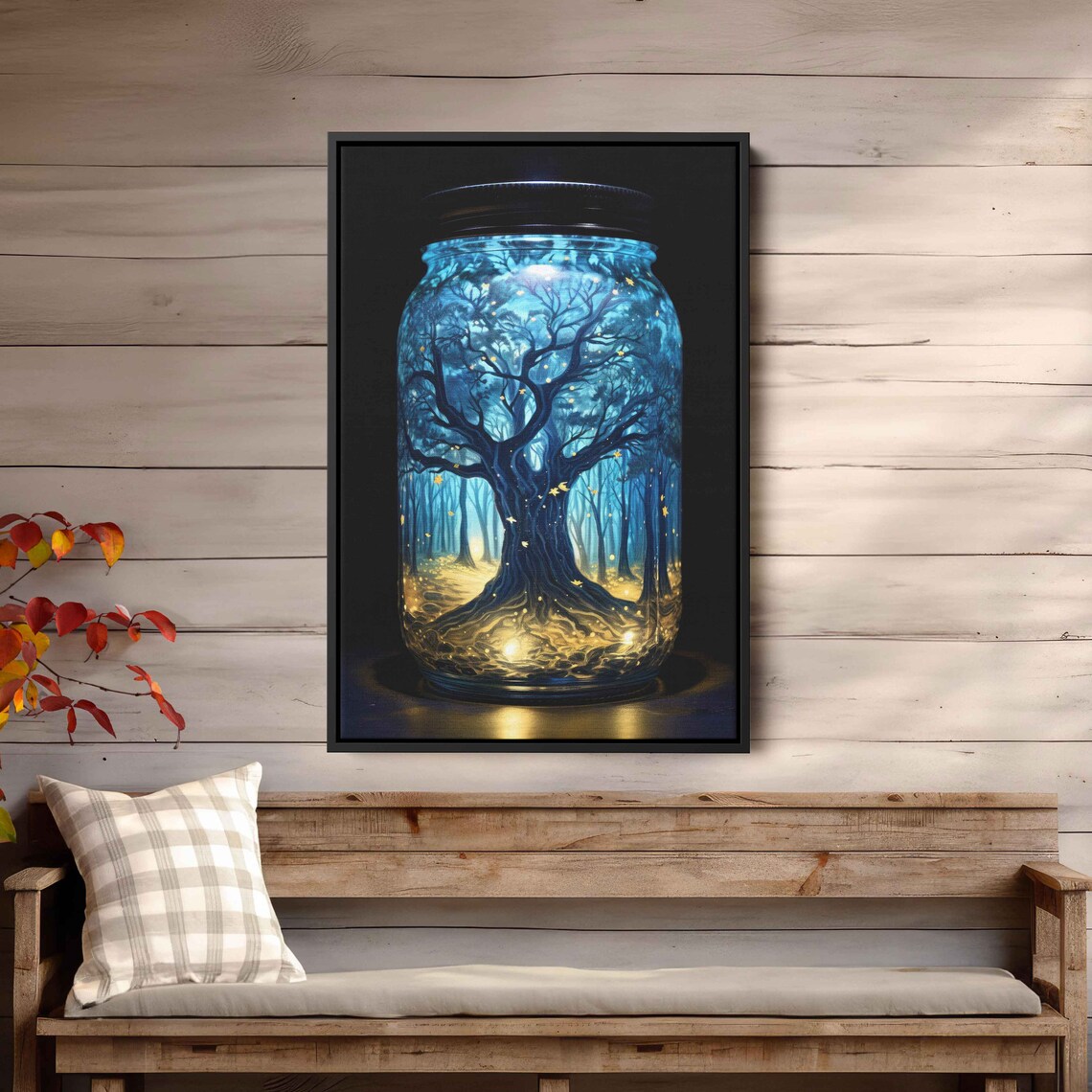 Magical Tree In A Jar Fireflies Enchanted Forest Framed Print Ready To Hang - Image 3