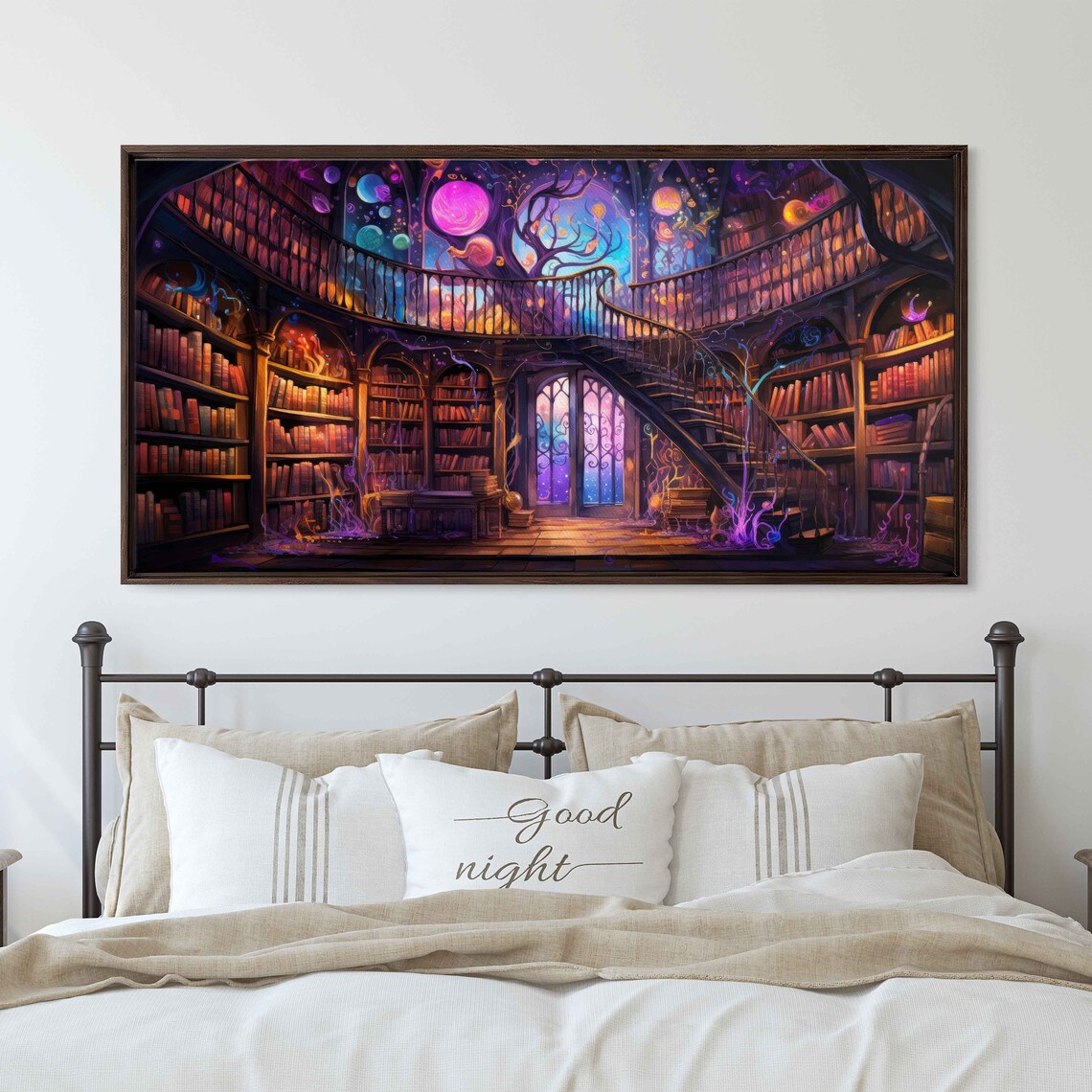 Celestial Fantasy Library Cosmic Sky Spiral Staircase Book Art Poster - Image 2