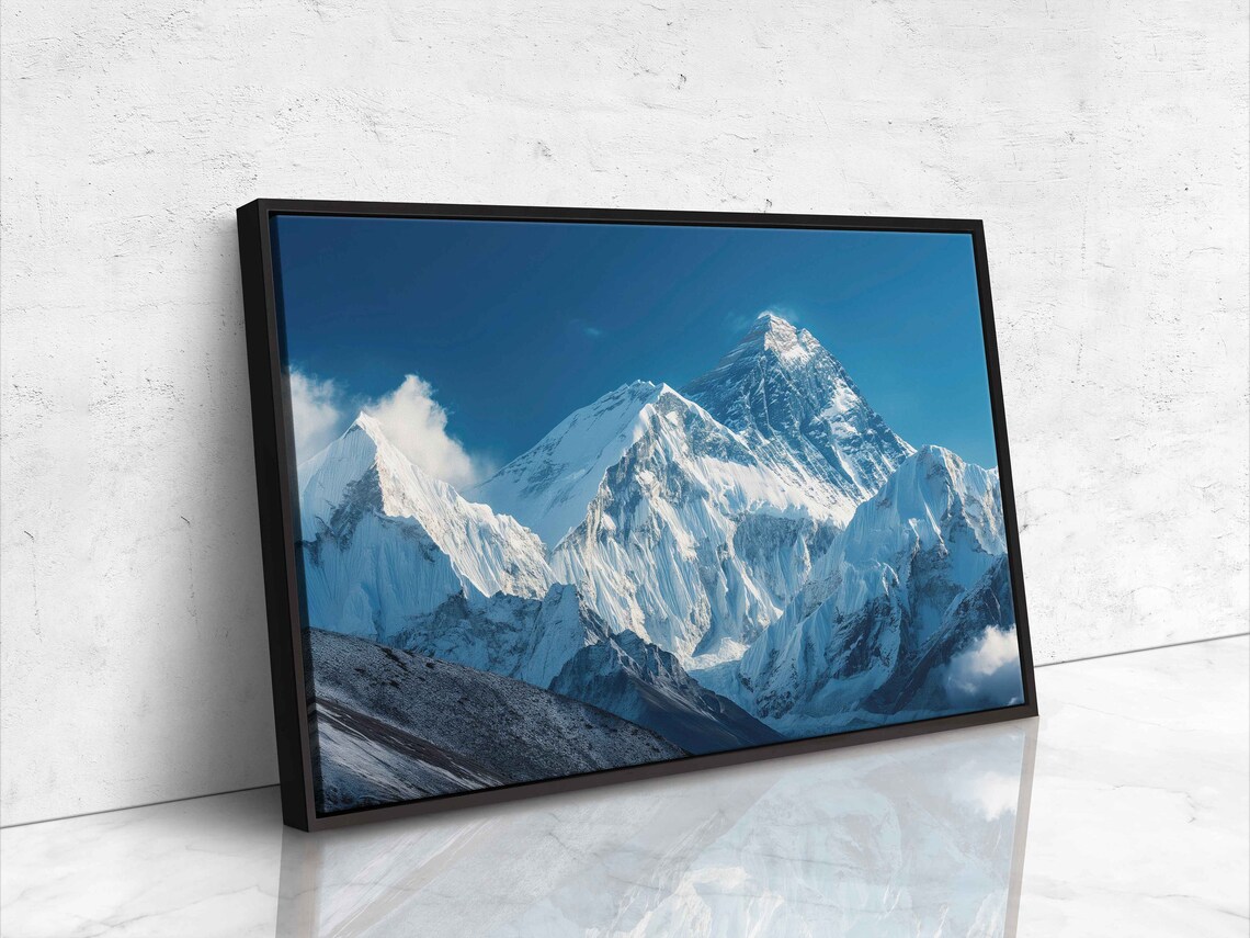 Mount Everest Mountain Range Ejecting Through Clouds Photography Print Wall Art Print Himalayas Ready To Hang - Image 4