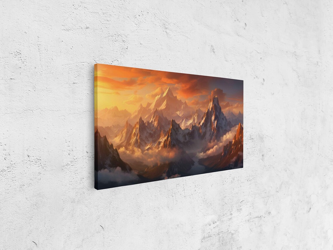 Mountain River Sunset Framed Print Ready To Hang Peaceful Classic Mountain Landscape - Image 4