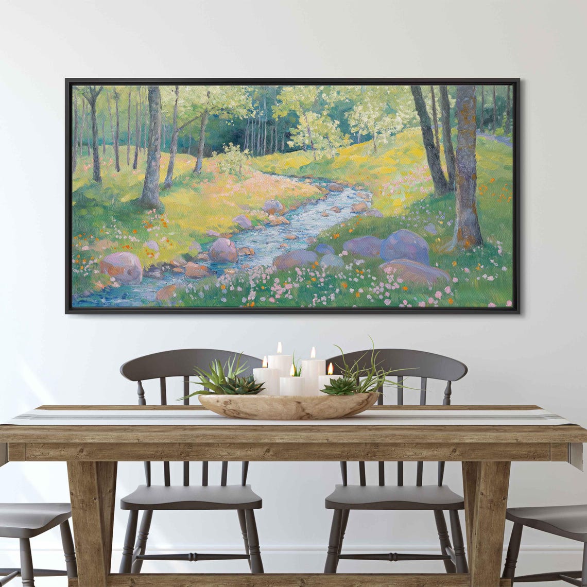 Spring Forest Stream Meandering Through Wildflower Meadow Poster - Image 3