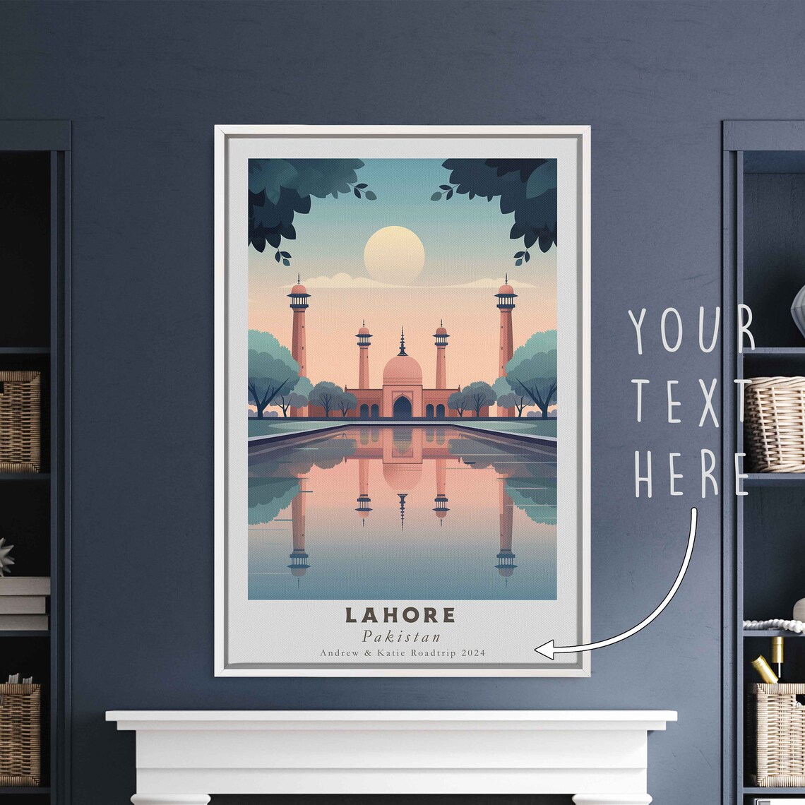 Lahore Pakistan Badshahi Mosque Reflection Minimalist Travel Poster - Image 3