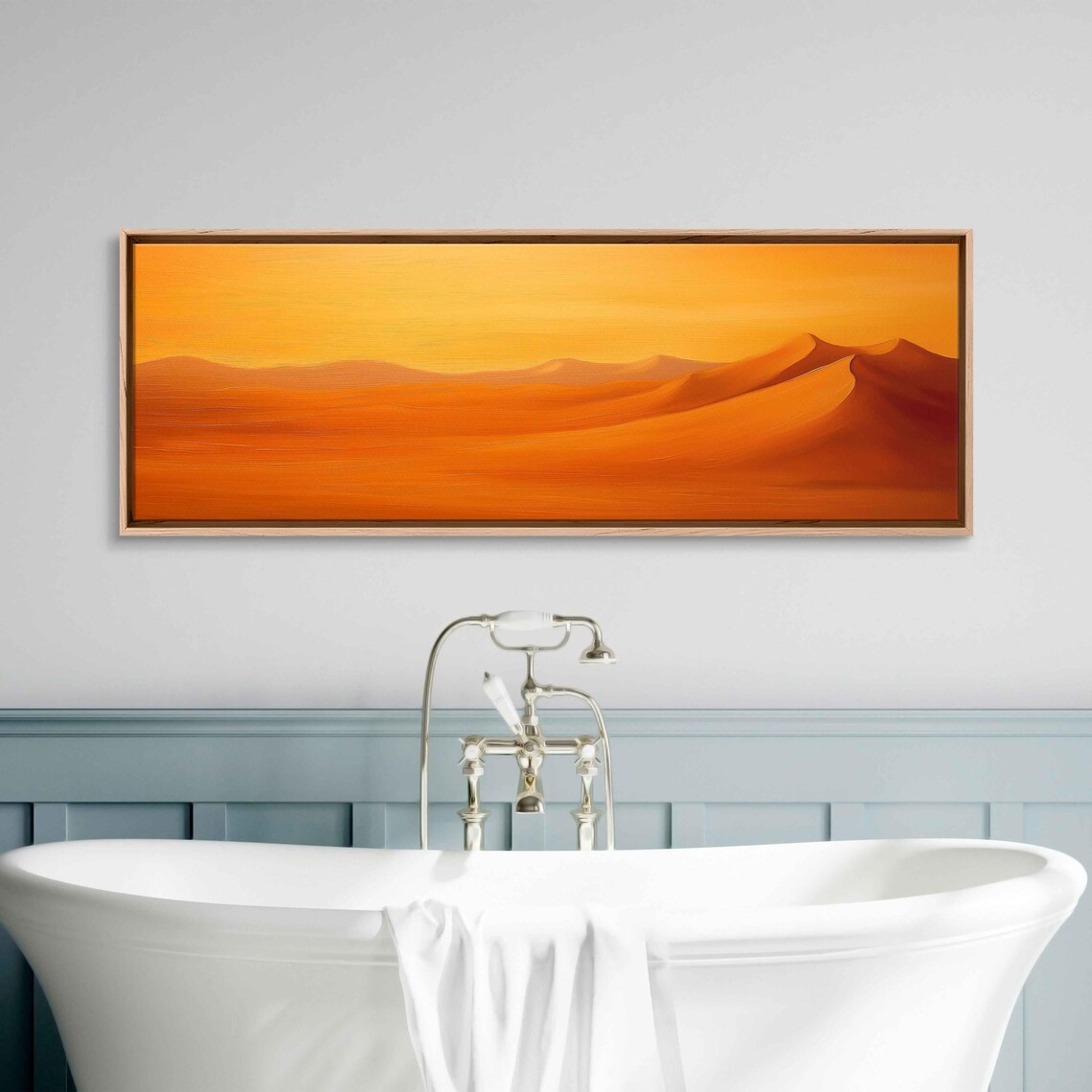 Desert Sand Dunes At Sunset Golden Orange Waves Minimalist Poster