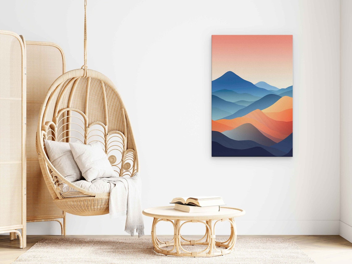 Abstract Mountain Layers Minimalist Gradient Sunset Modern Art Poster - Image 3