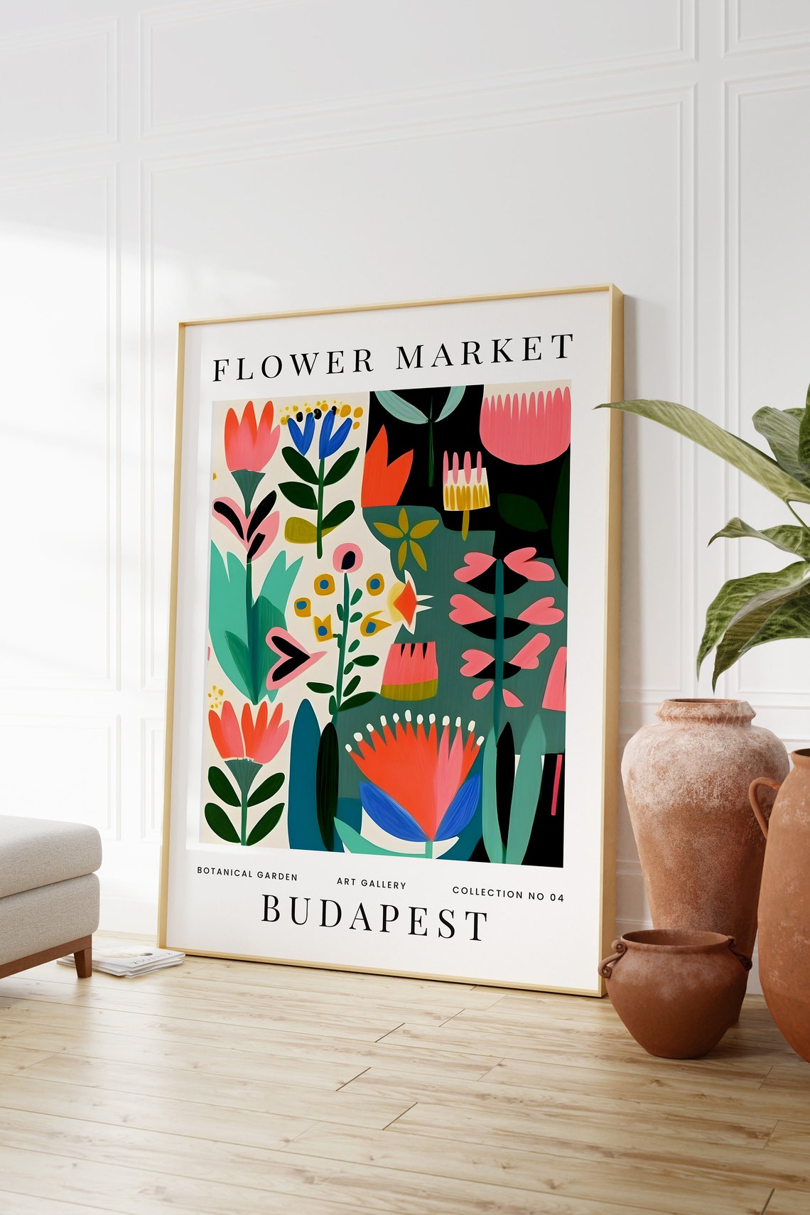 Flower Market Budapest Colorful Botanical Floral Illustration Print - Image 2