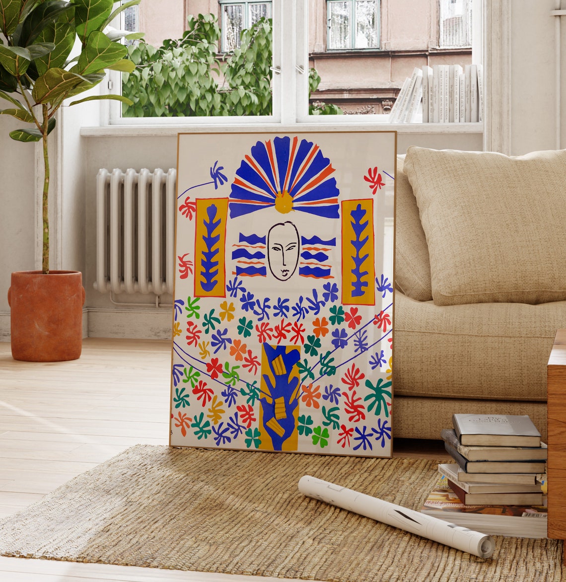 Matisse La Gerbe 1953 Vertical Colorful Cutout Floral Mural Print - Image 3