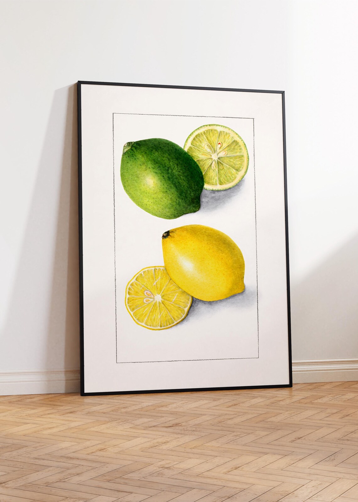 Lemon And Lime Print Kitchen Wall Art Decor Lemon Artwork Lime Decor Original Restaurant Deco Citrus Fruit Minimalist Art Gift For Her - Image 3