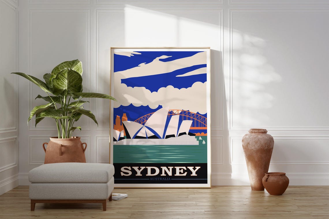 Sydney Australia Minimalist Travel Poster Opera House Harbour Bridge - Image 3