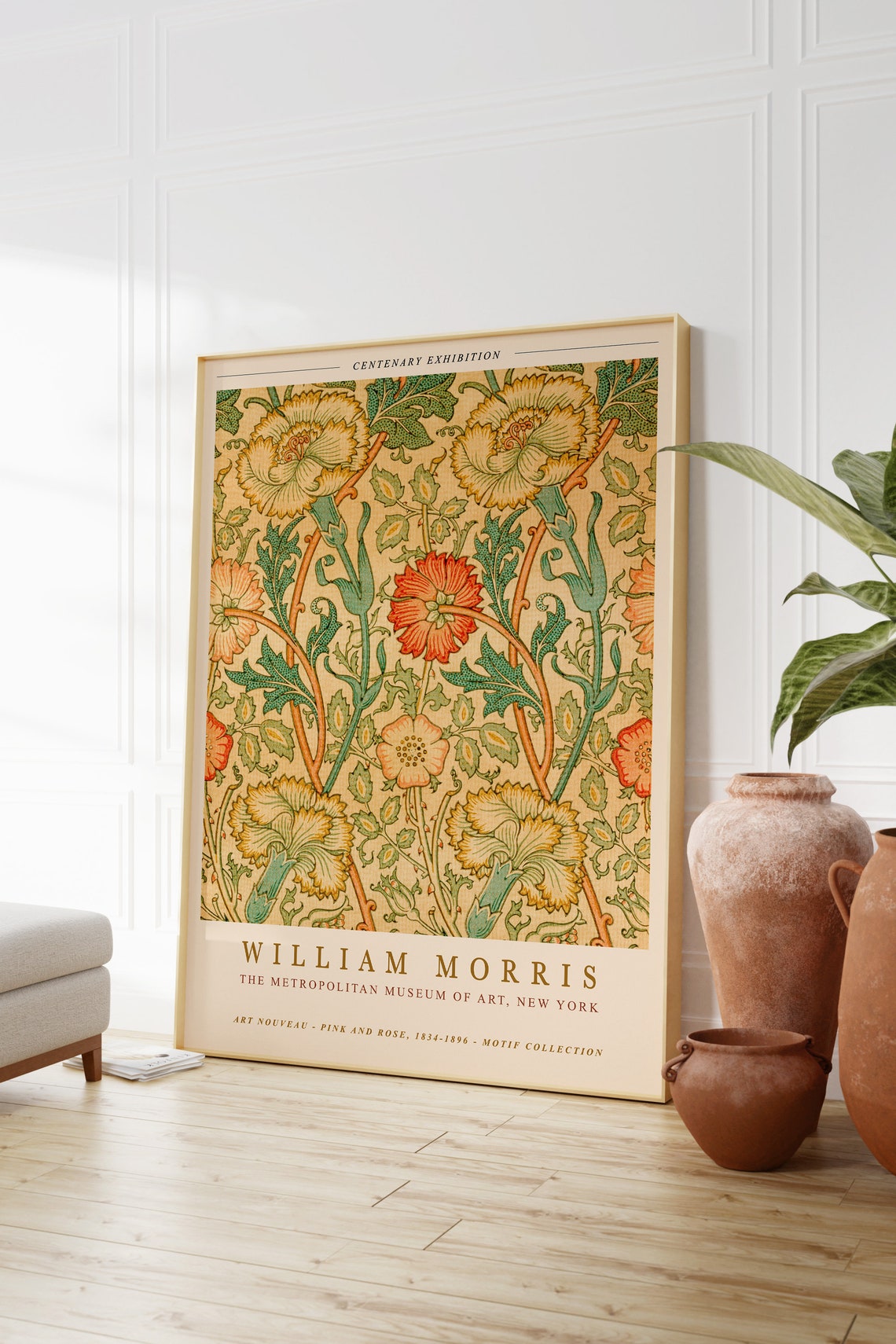 William Morris Pink and Rose Centenary Exhibition Floral Poster - Image 3