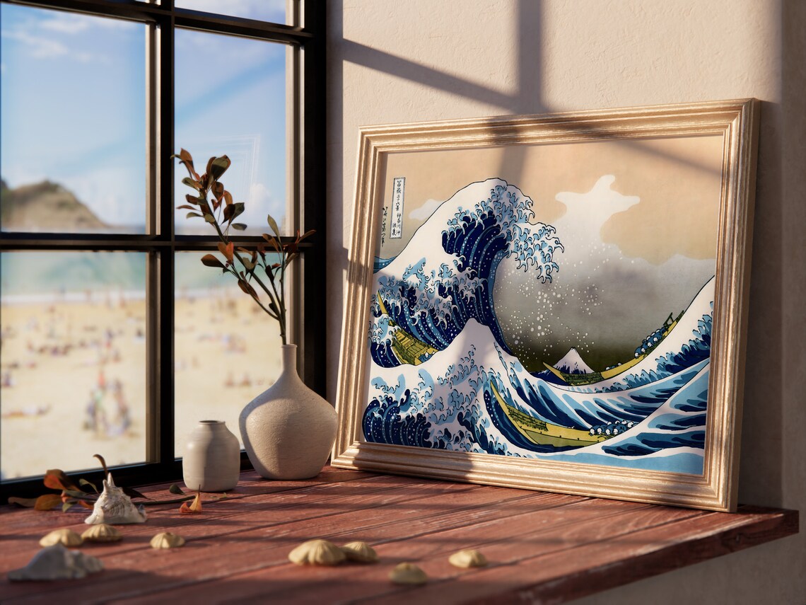 Hokusai The Great Wave Off Kanagawa Print Japanese Woodblock Seascape Poster - Image 3