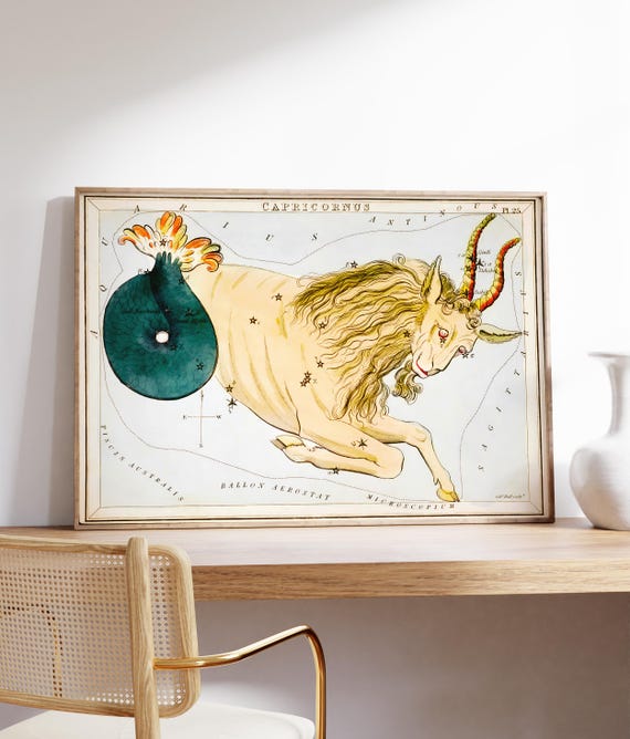 Capricorn Star Sign Zodiac Art Poster Constellation Artwork Astronomy Wall Art Decor Celestial Print Original Gift Idea Personalised