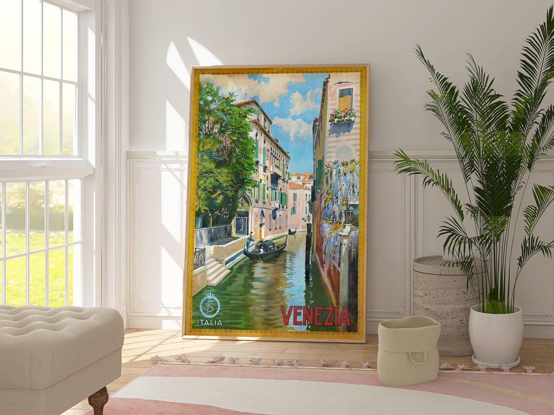 Venice Italy Venezia Gondola Canal Vintage Italian Travel Poster - Image 6