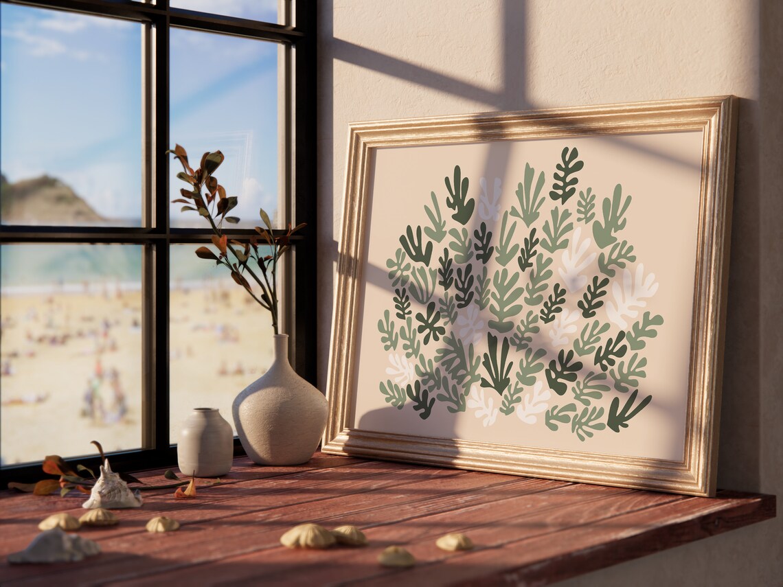 Henri Matisse Style Botanical Paper Cut Out Green Leaves Wall Art - Image 3
