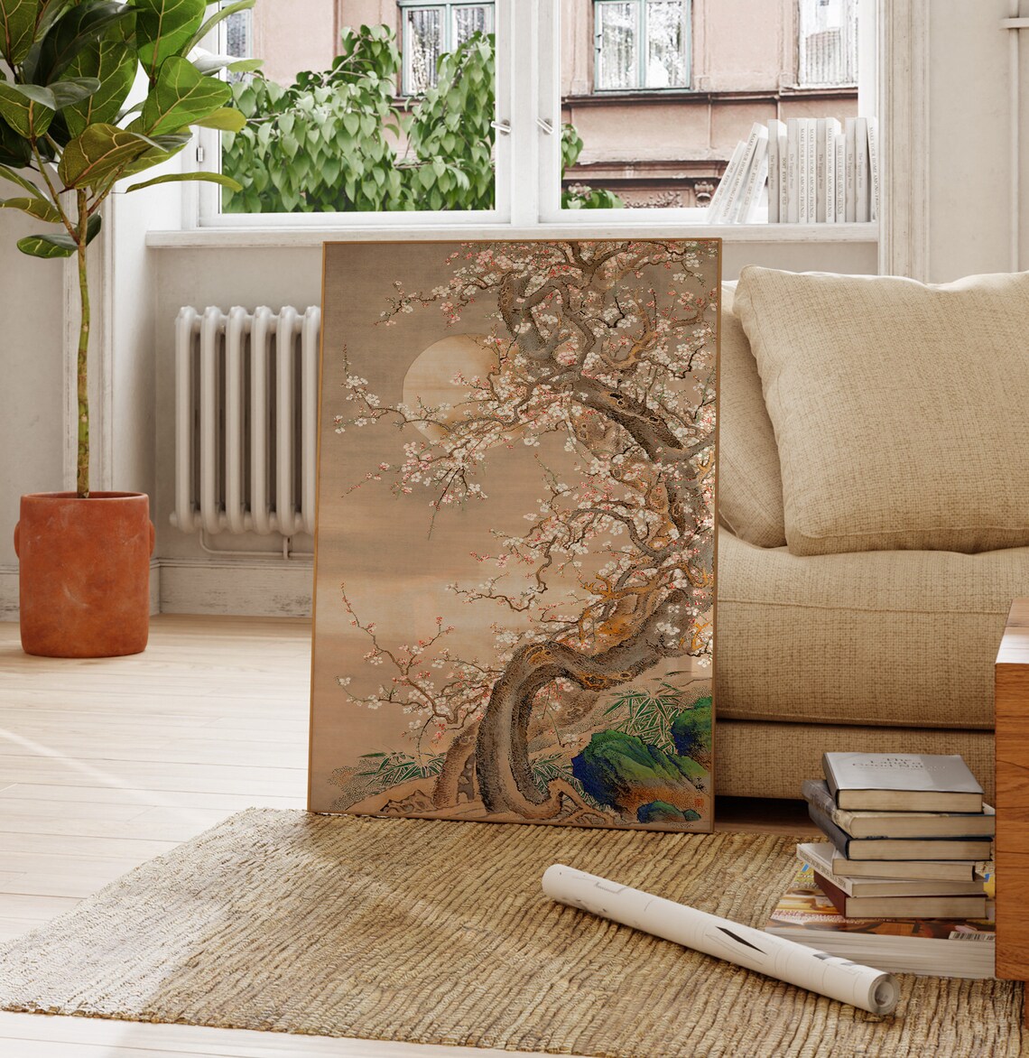 Japanese Plum Blossom Botanical Landscape Art Print - Image 3