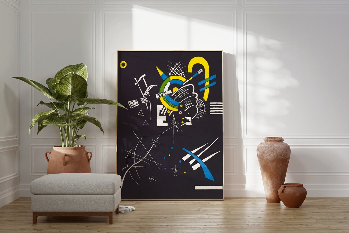 Wassily Kandinsky Small Worlds VII Geometric Abstract Black Art Poster - Image 2