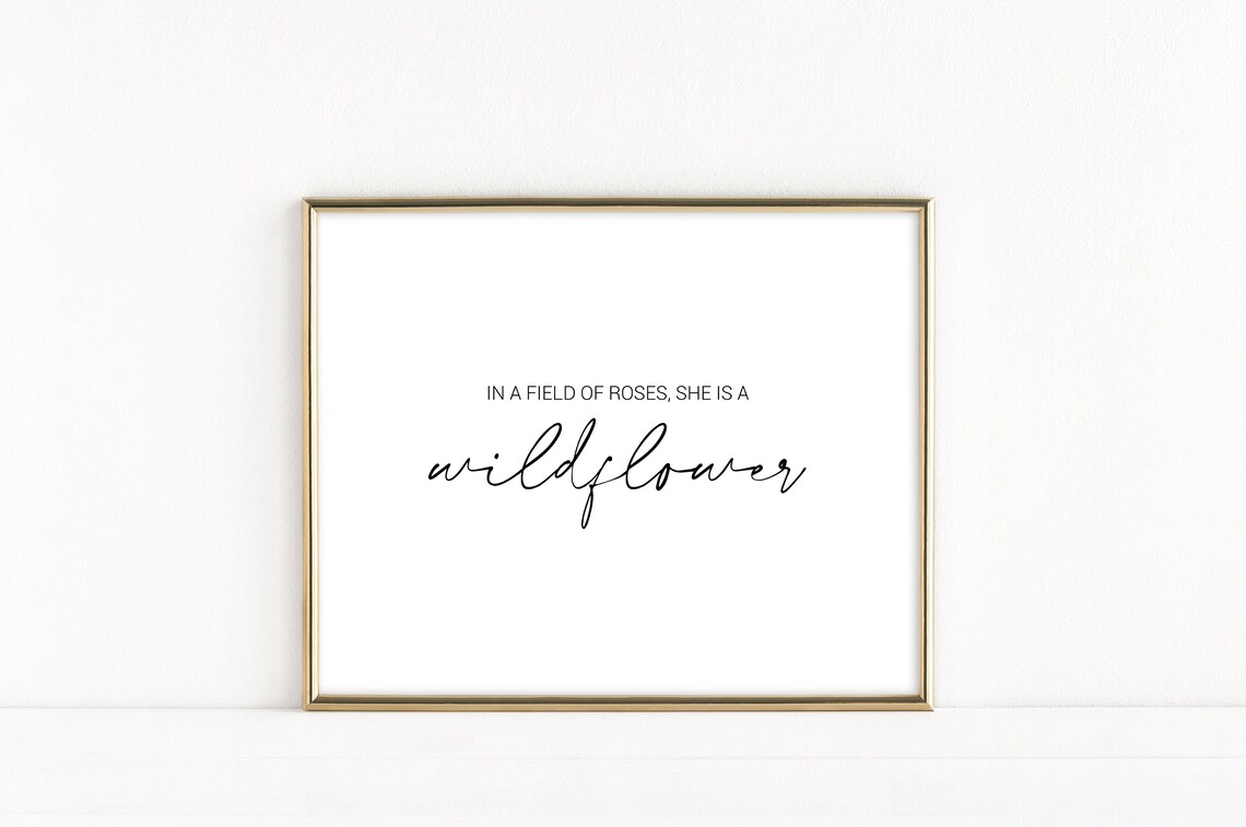 In a Field of Roses She Is a Wildflower Script Girls Room Quote Poster - Image 2