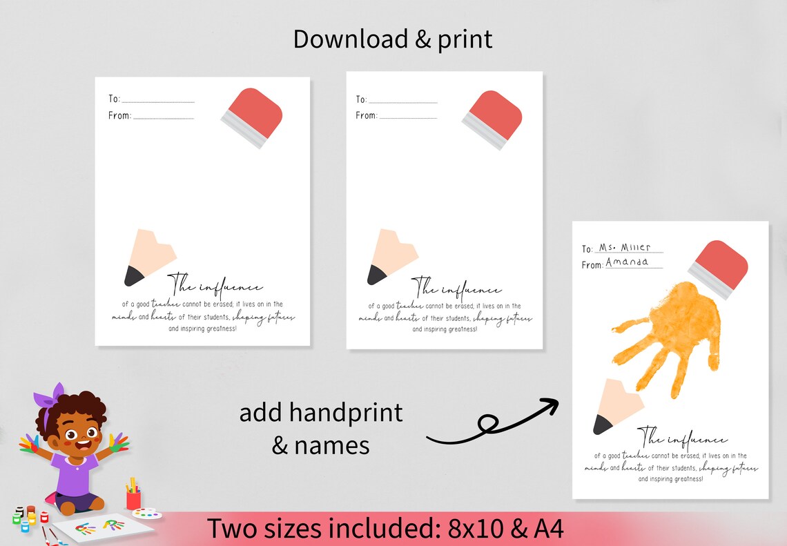 Teacher Appreciation Handprint Keepsake Gift Print - Image 4