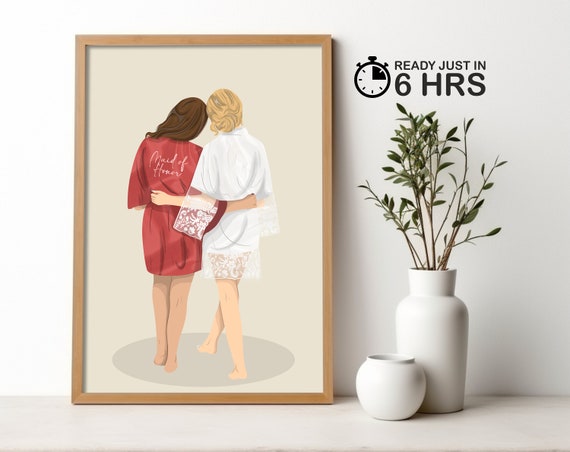 Personalized Maid Of Honour Gift Wedding Thank You Print Gift For Maid Of Honour Custom Wedding Portrait Portrait Poster Gift