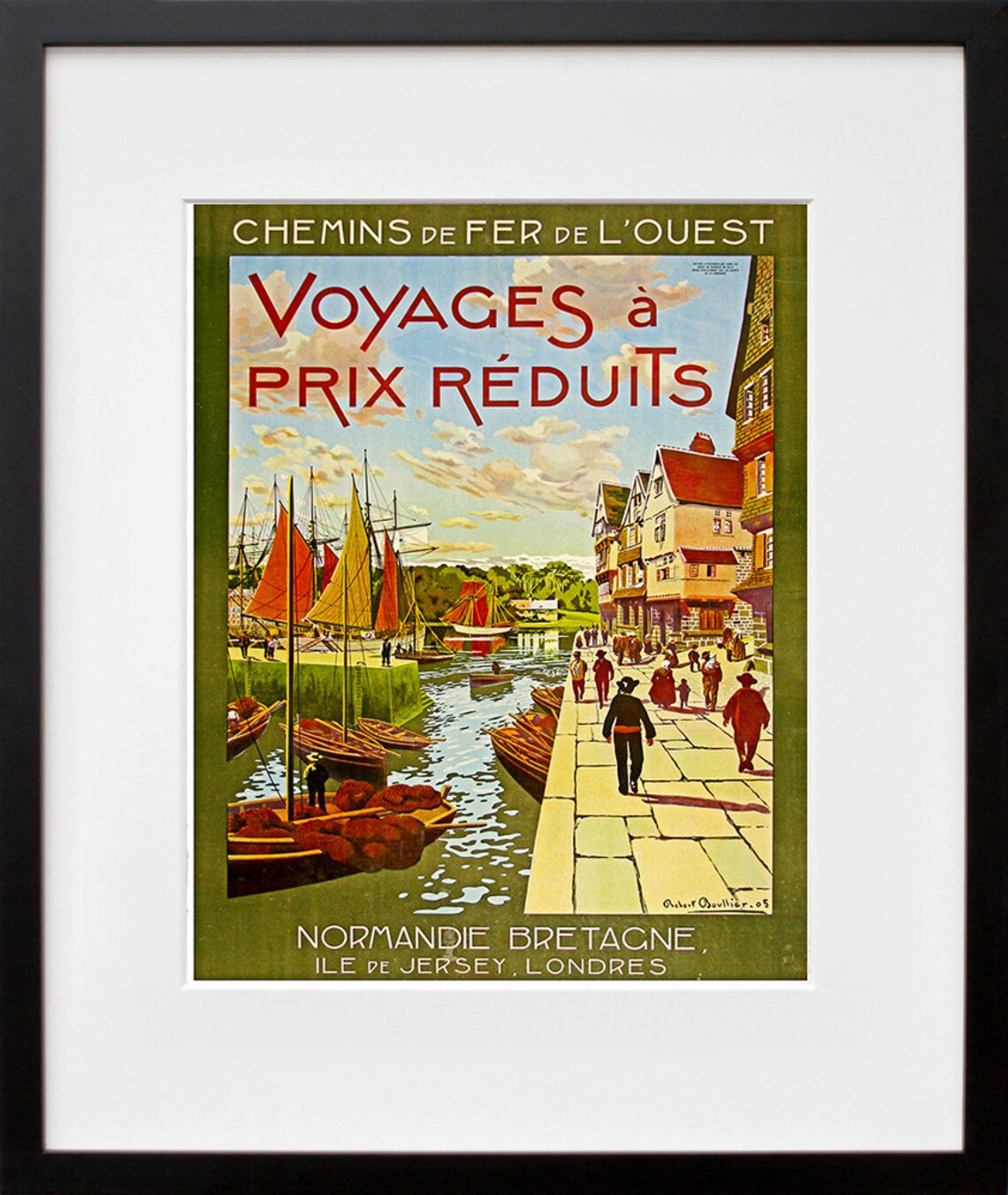 Normandy Brittany Vintage French Railway Harbor Travel Poster - Image 2