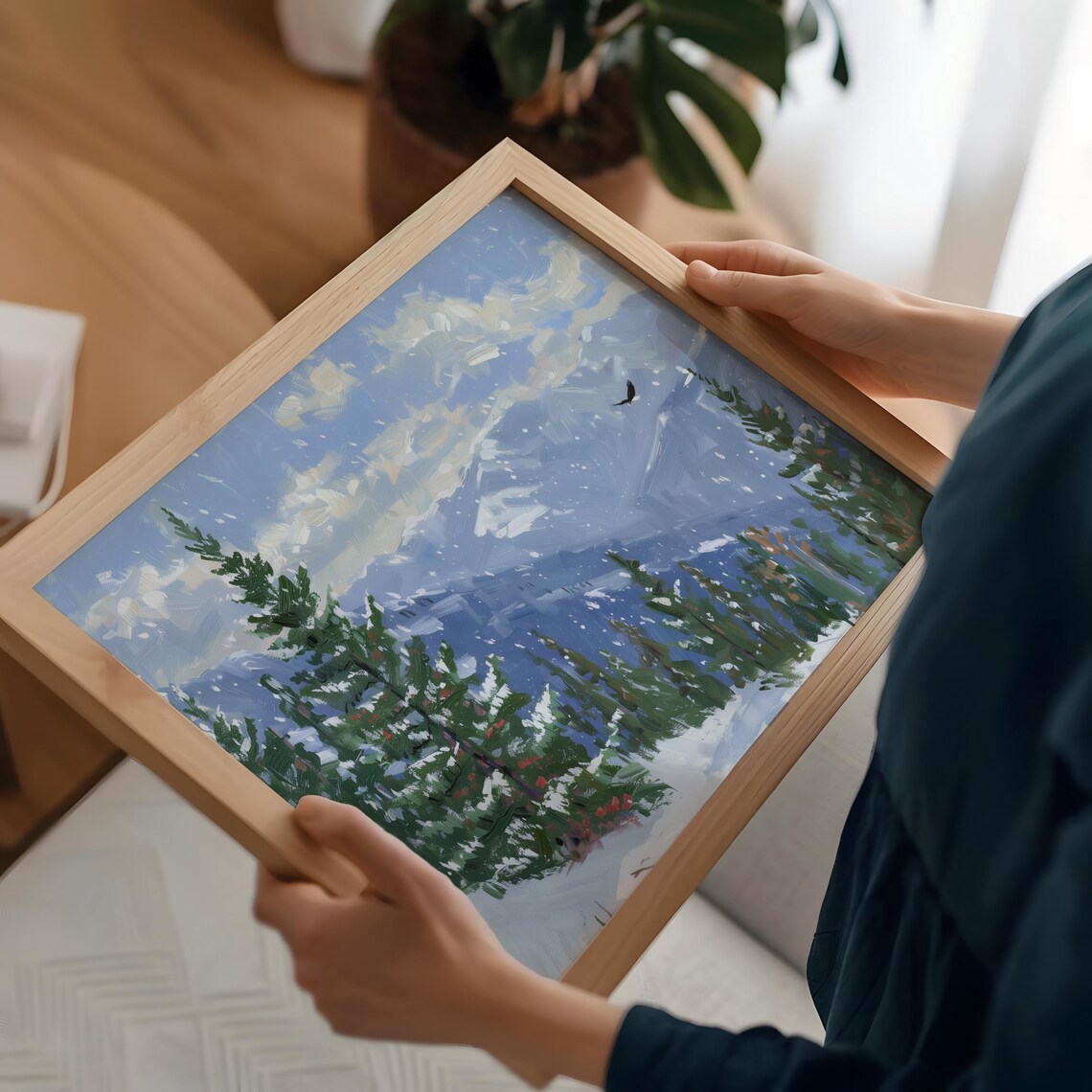 Winter Landscape Mountain Eagle Art Print - Image 4