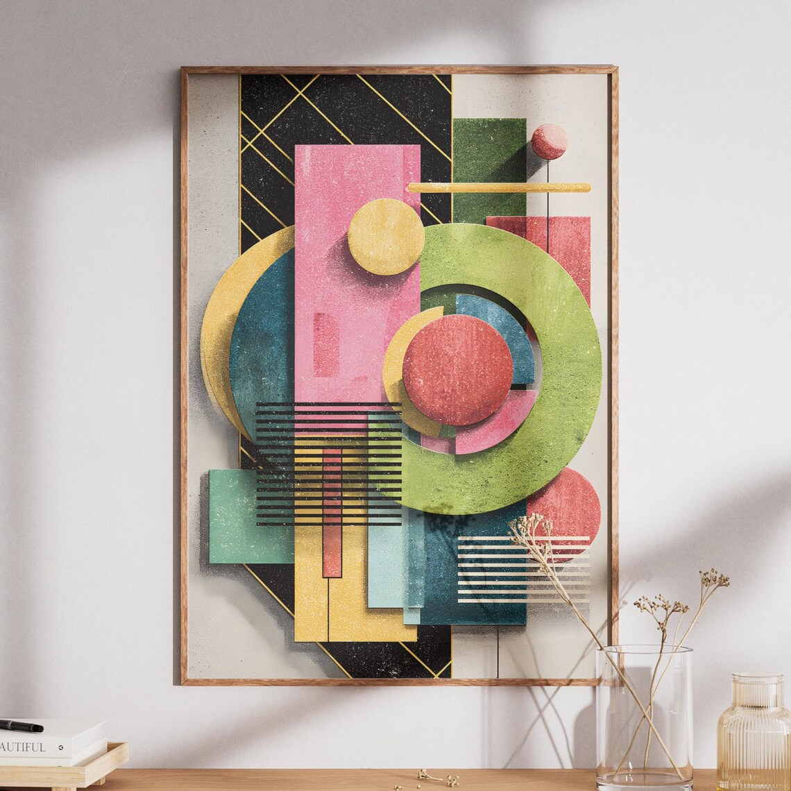 Geometric Abstraction Colorful Circles Bauhaus Modern Art Poster