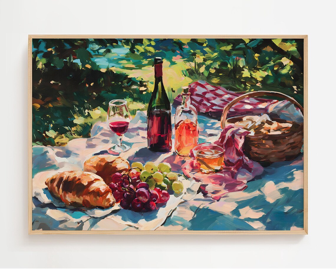 Summer Picnic Still Life Art Print, French Countryside
