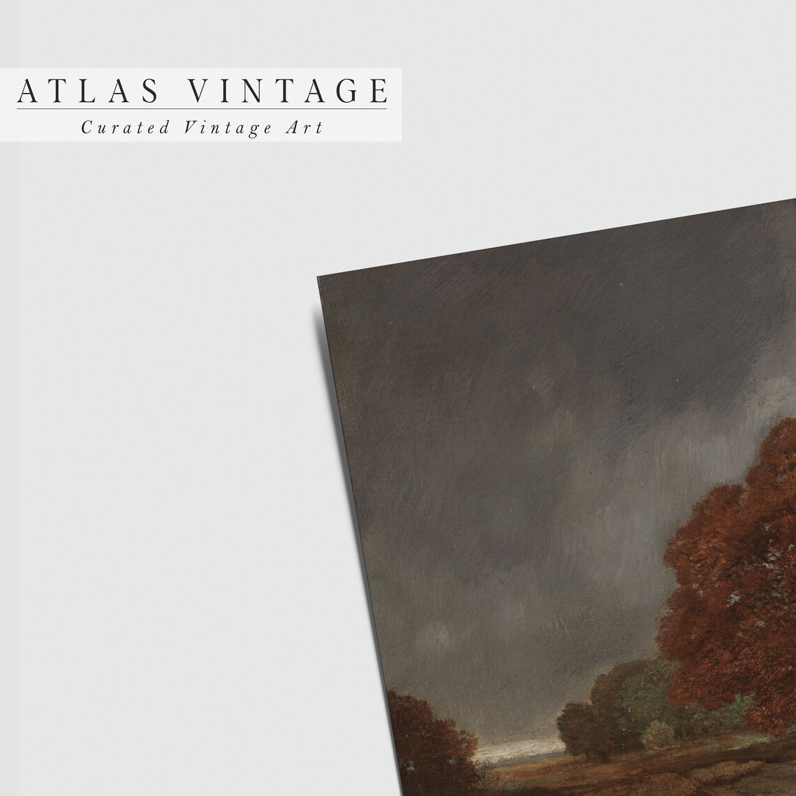 Vintage Autumn River Landscape Mountain Oil Painting Art Poster - Image 5