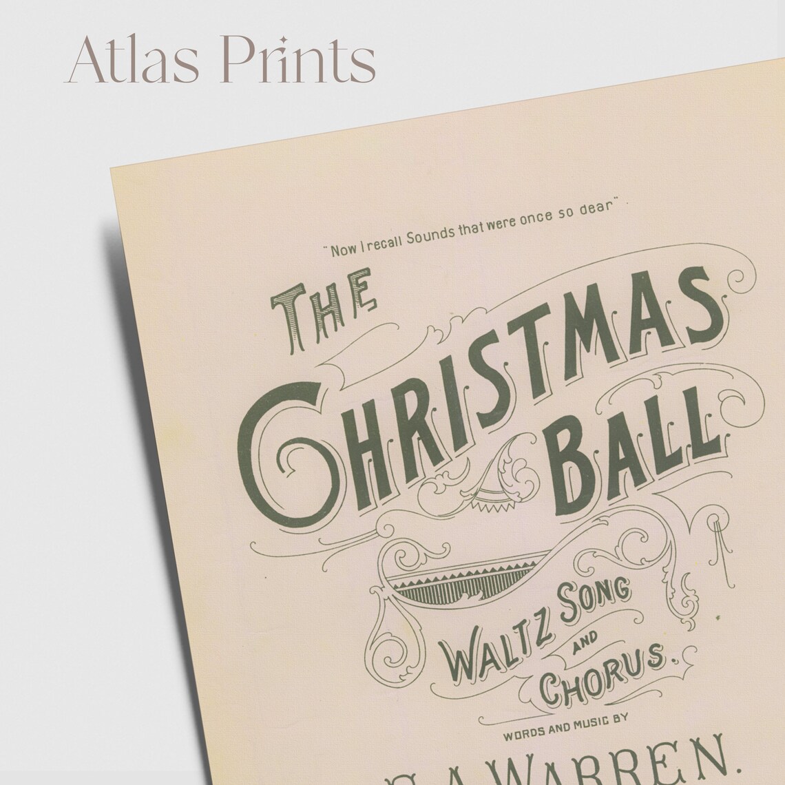 The Christmas Ball Vintage Sheet Music Cover Waltz Song Poster - Image 3