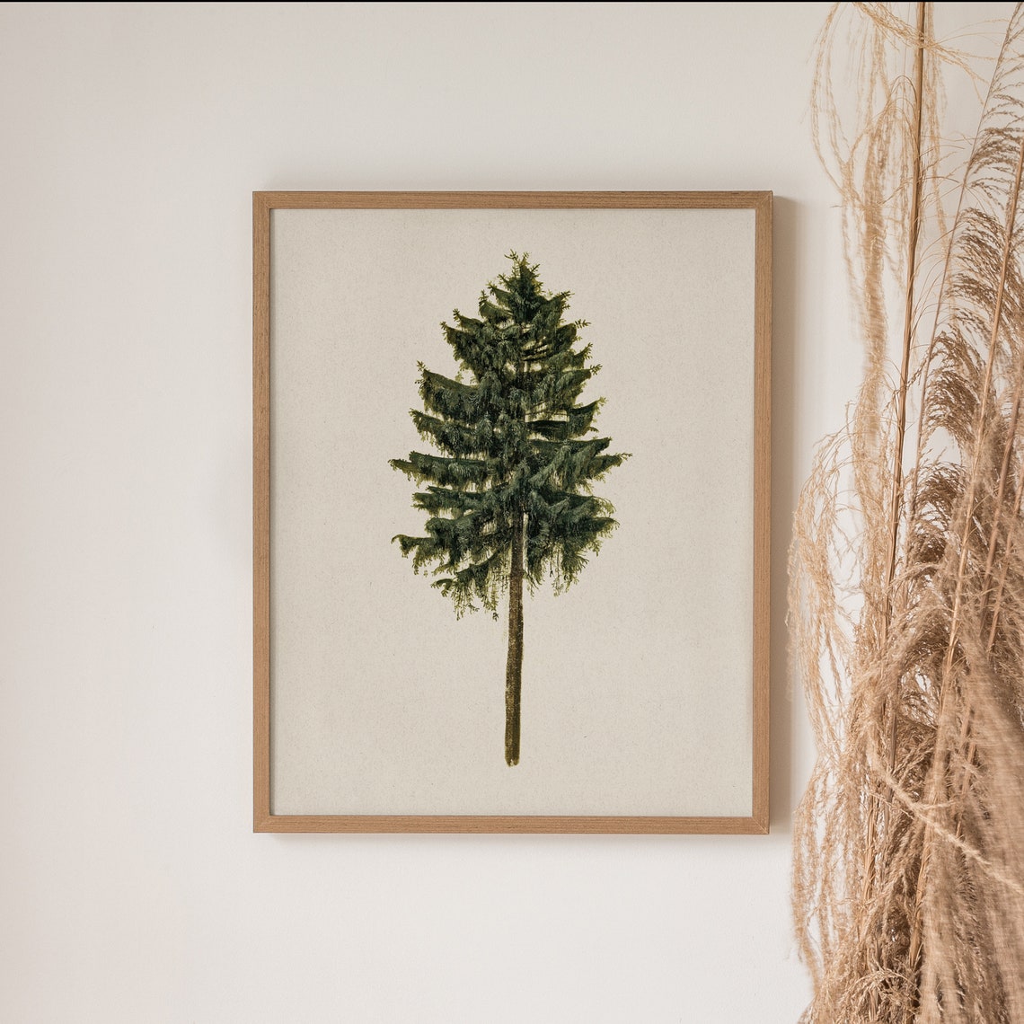 Single Pine Tree Minimalist Evergreen Vintage Neutral Christmas Poster - Image 3