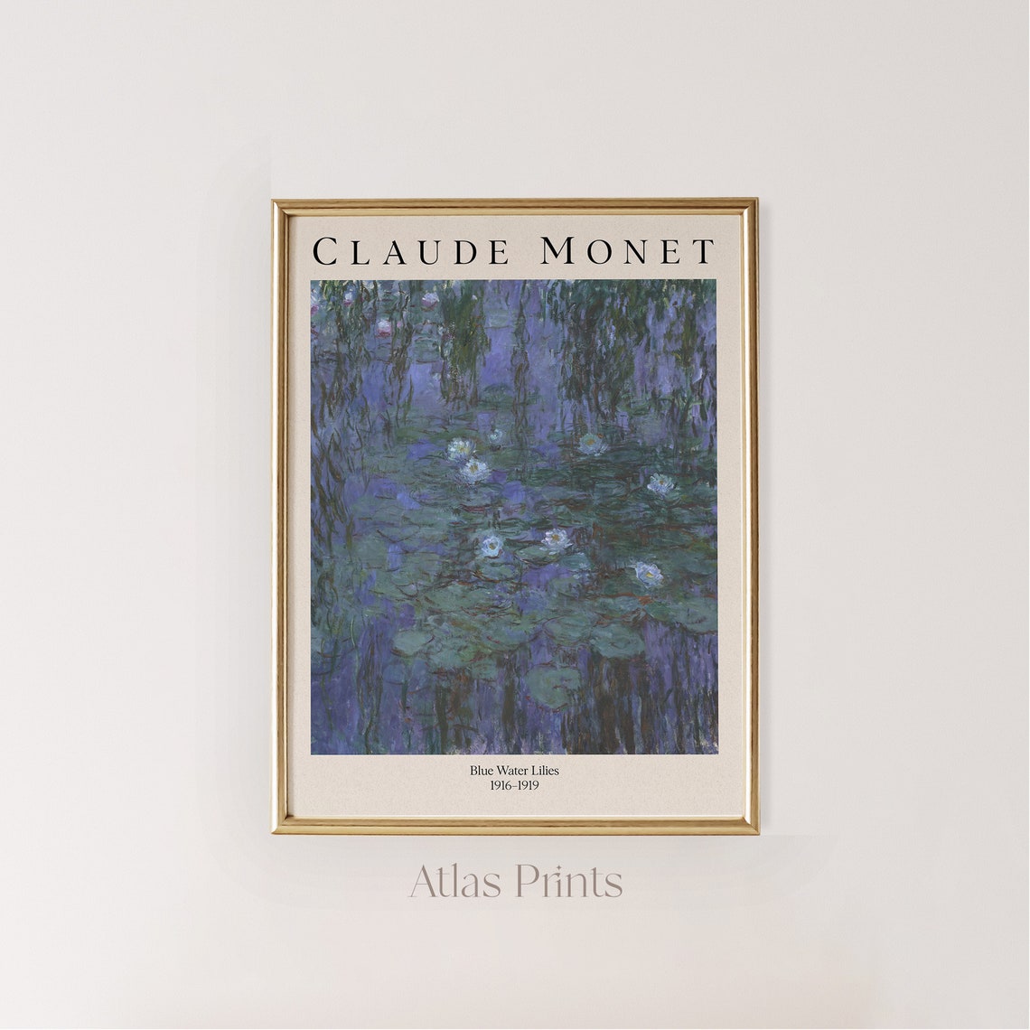 Claude Monet Blue Water Lilies 1916-1919 Impressionist Water Poster - Image 2