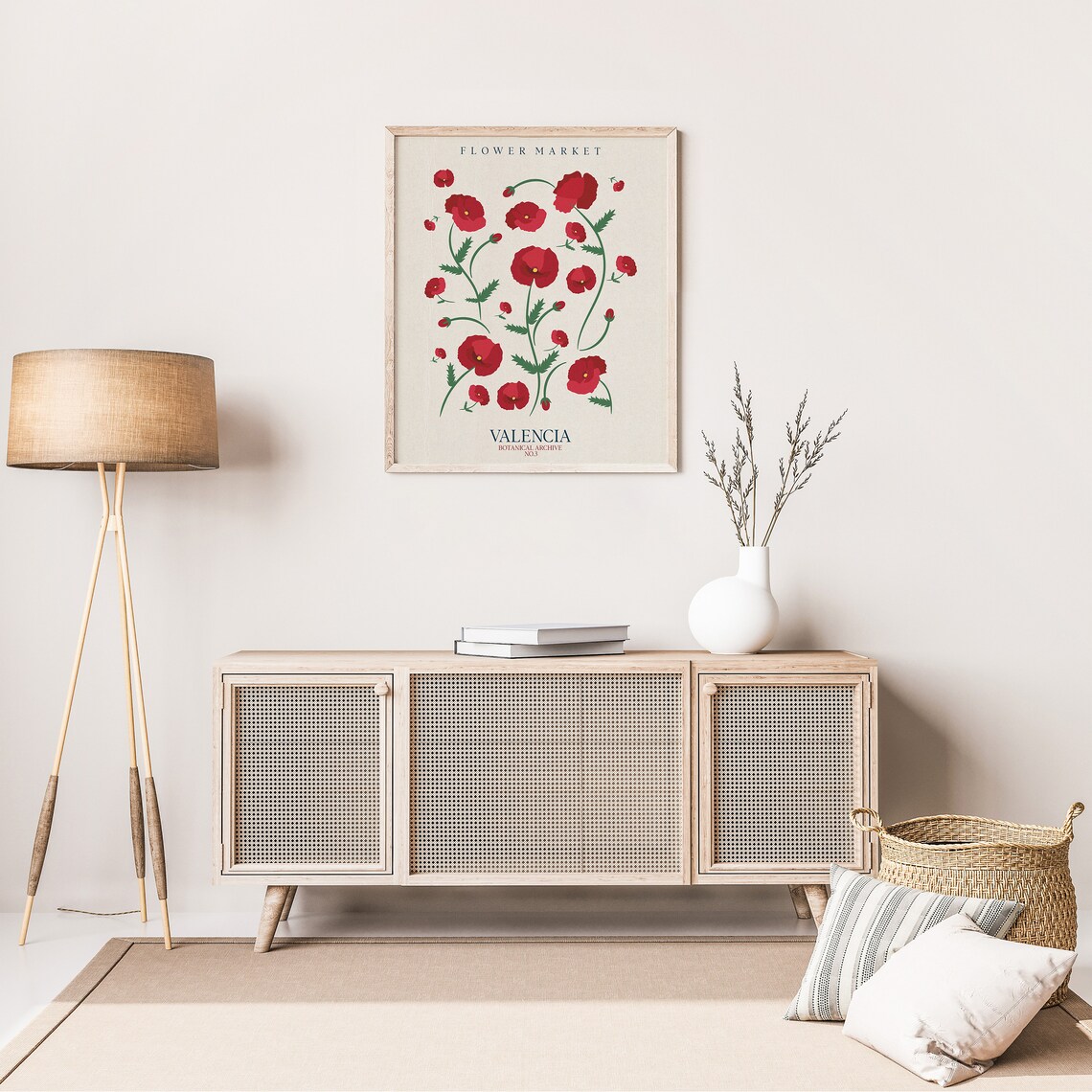 Flower Market Valencia Botanical Archive No 3 Red Poppy Flower Poster - Image 2
