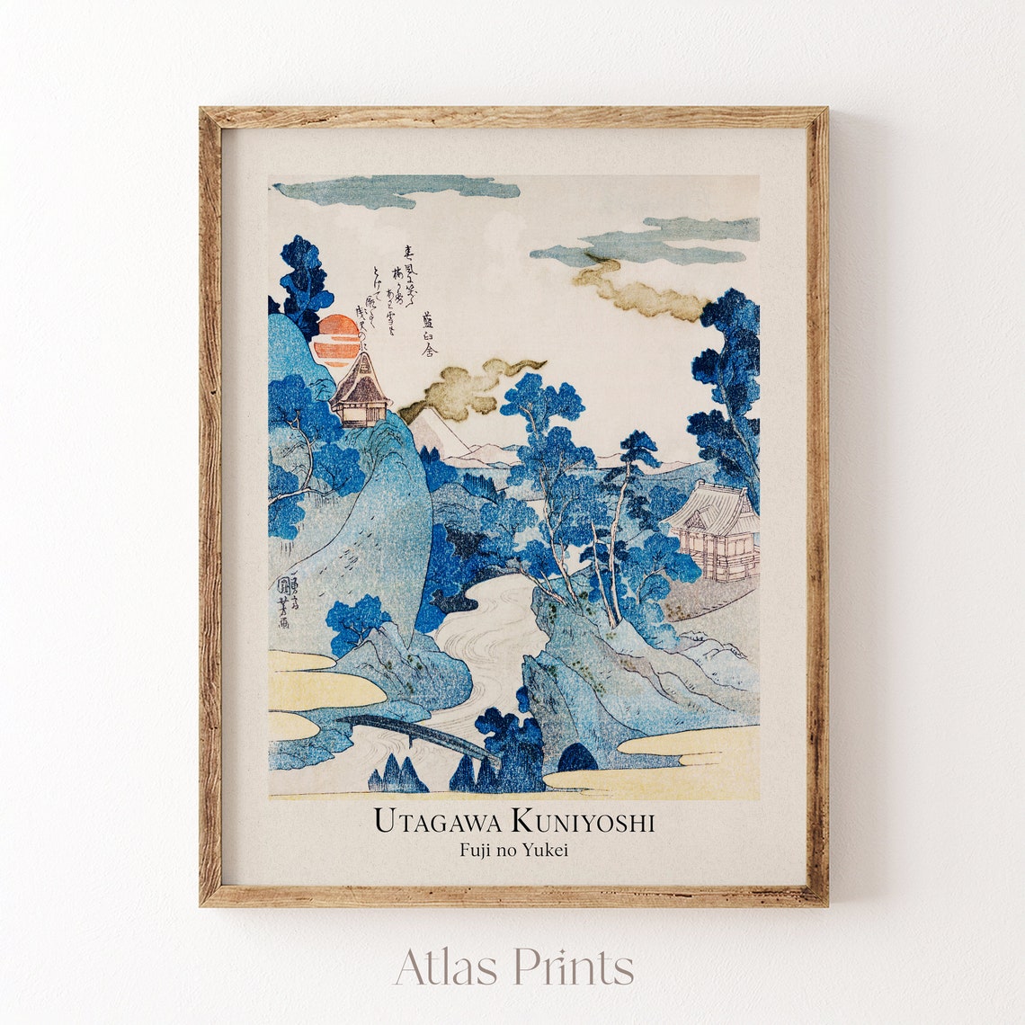 Utagawa Kuniyoshi Fuji no Yukei Blue Japanese Woodblock Wall Art