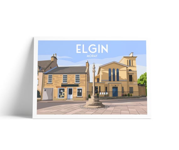 Elgin Travel Poster Little Cross Monument Moray Print