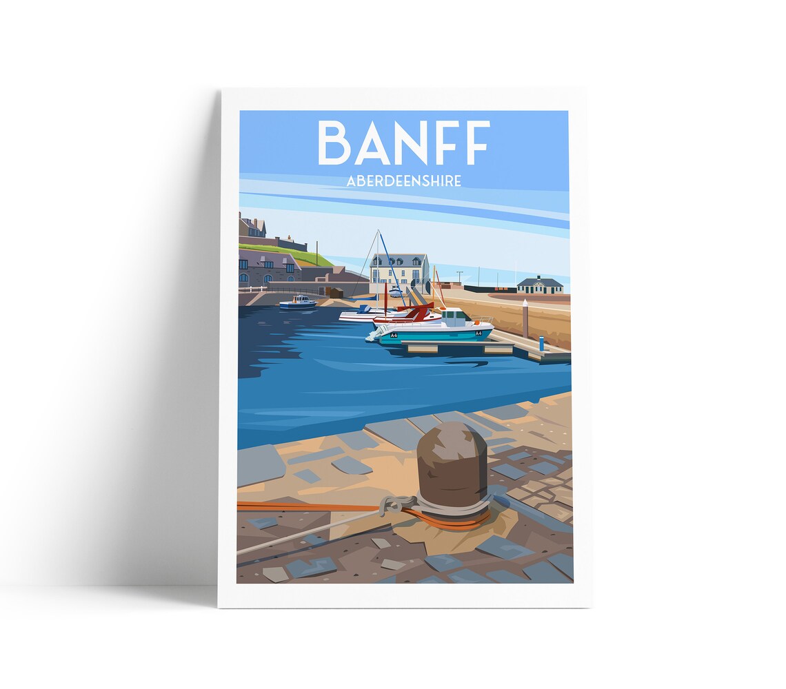 Banff, Aberdeenshire Harbour Travel Poster, Scotland