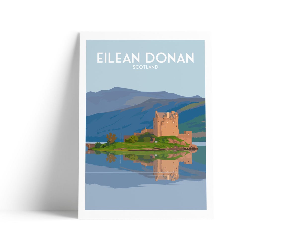 Eilean Donan Castle Scotland Island Reflection Highland Travel Poster