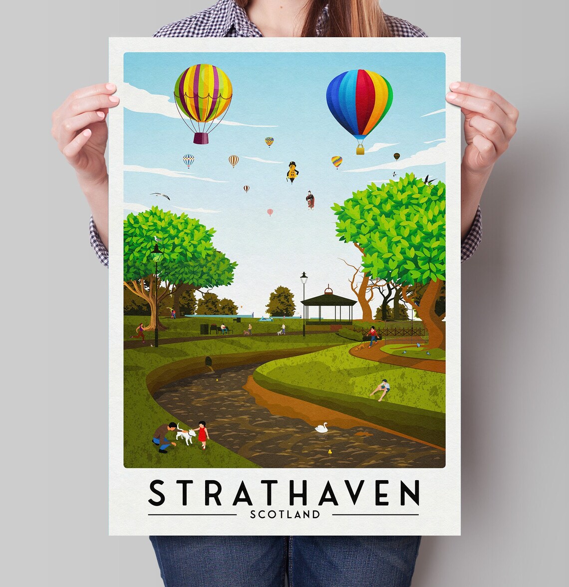 Strathaven Balloon Festival Vintage Travel Poster