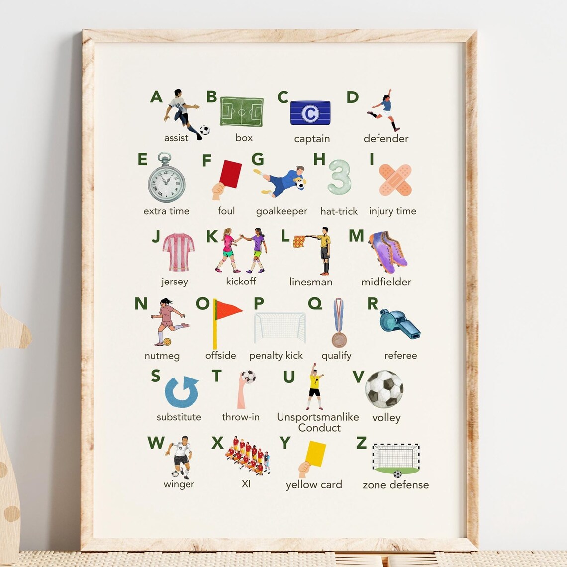 Soccer Alphabet Nursery Watercolor Art Print