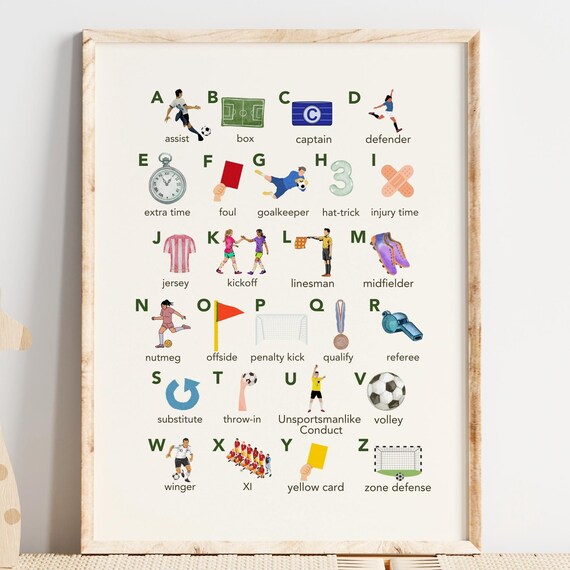Soccer Alphabet Nursery Watercolor Art Print
