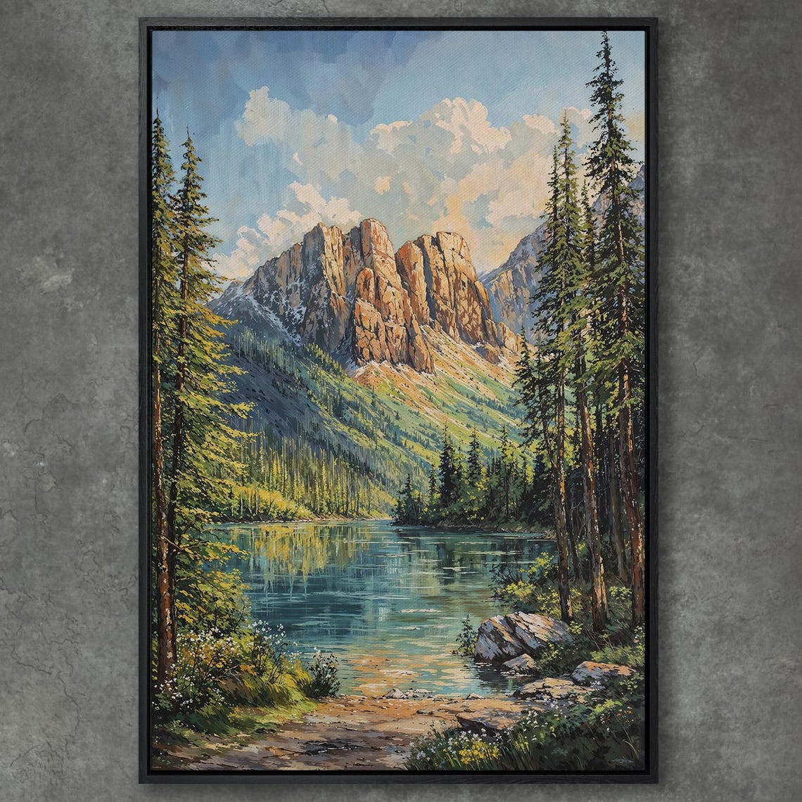 Mountain Wilderness Landscape Framed Print Large Wall Art Mountain Art Nature Scenery For Cabin Decor Ready To Hang Gift Idea