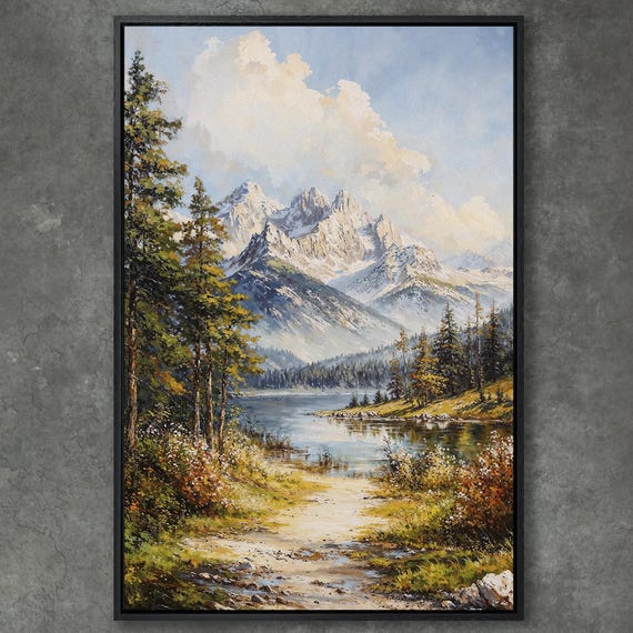 Mountain Landscape Framed Print Stunning Nature Art Scenery Wall Art Calming Outdoor Scene Large Ready To Hang Tranquil Decor