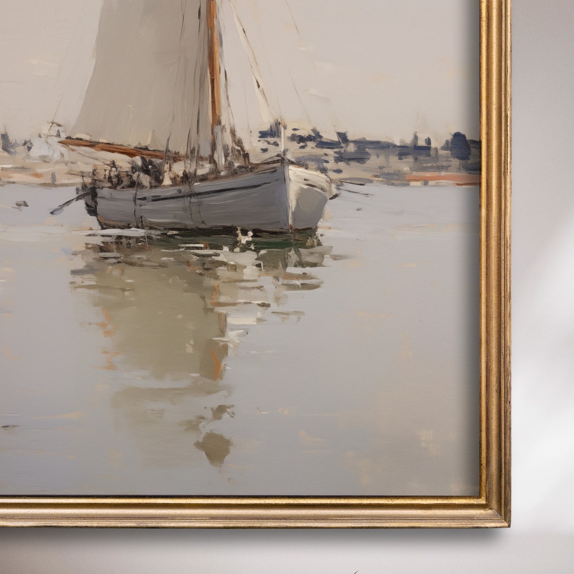 Two Sailboats Calm Harbor White Sails Serene Seascape Poster - Image 7